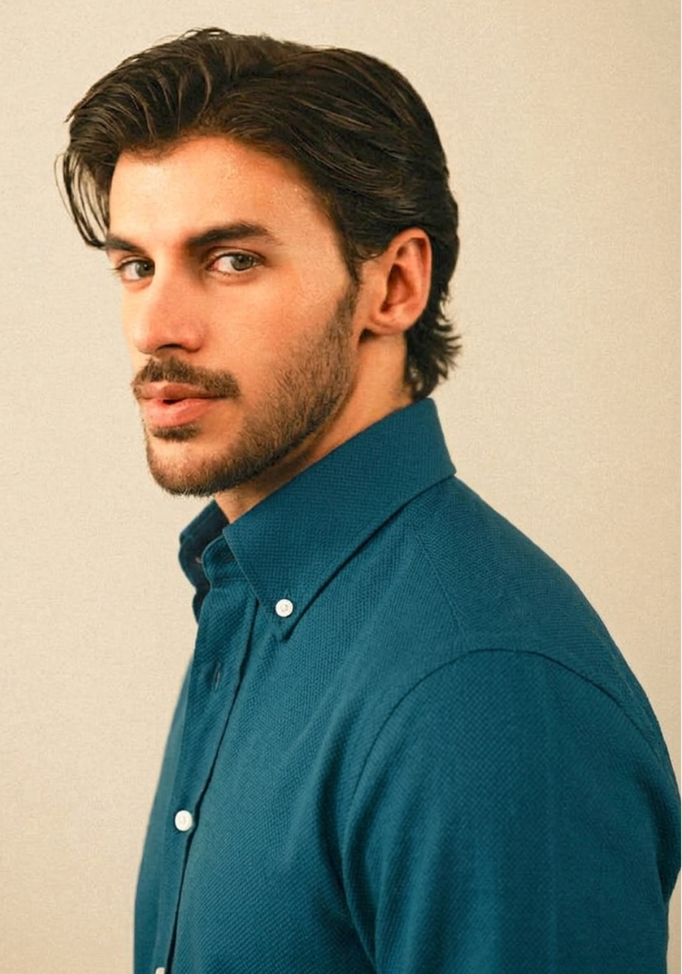 Bottle Green Structured Shirt - Button Down Collar