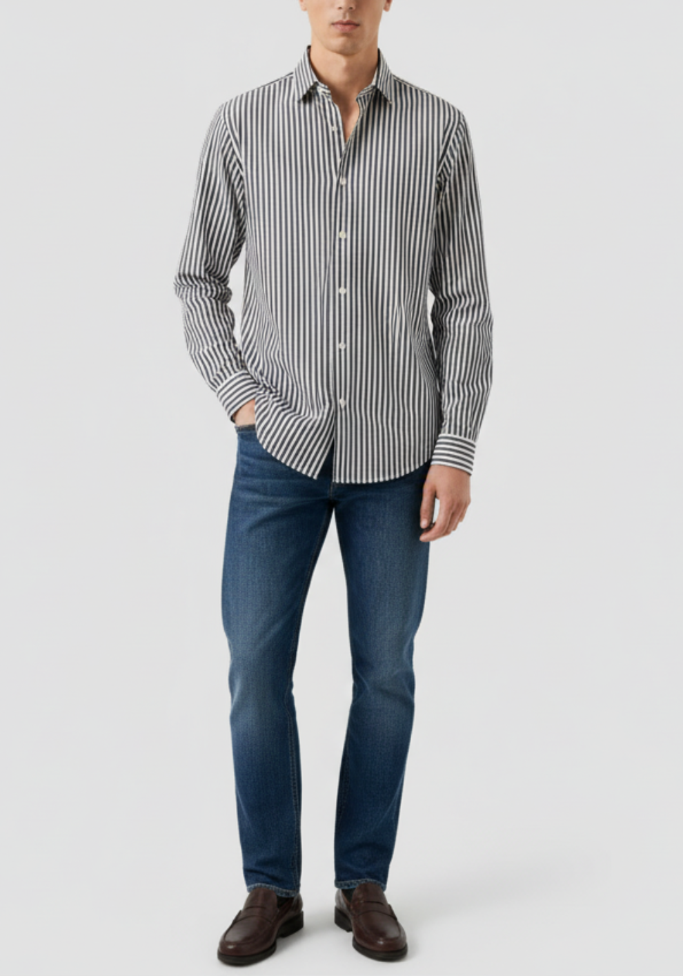 Charcoal Bengal Performance Stretch Stripes Shirt