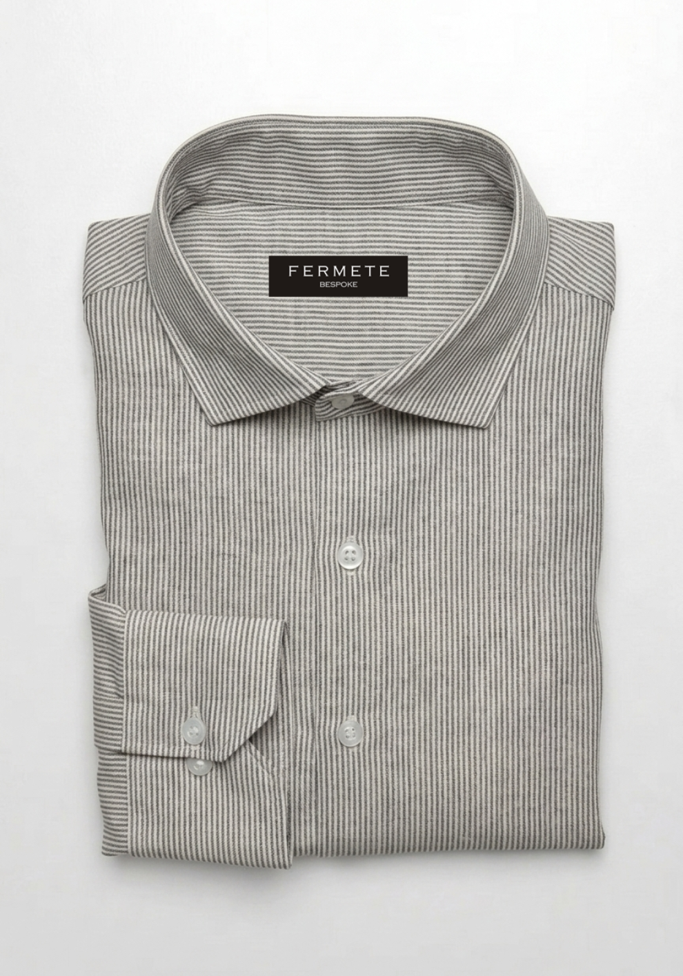 Charcoal Black Summer Linen Pencil Stripes Shirt