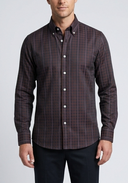 Chocolate Brown Structured Stripes Shirt