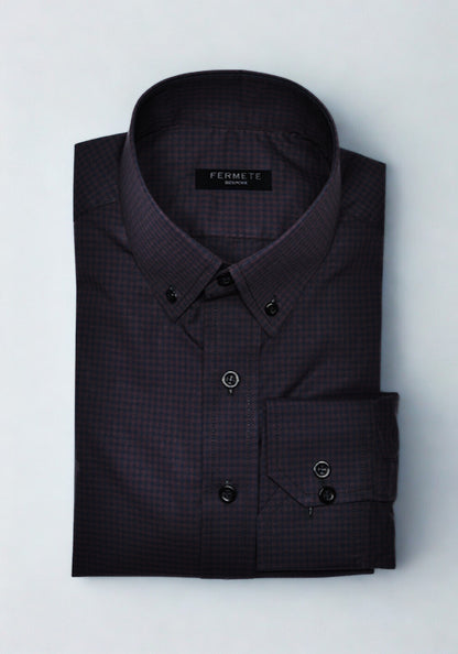 Dark Plum Navy Checkered Shirt