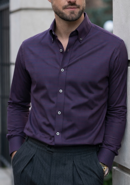 Dark Plum Navy Checkered Shirt