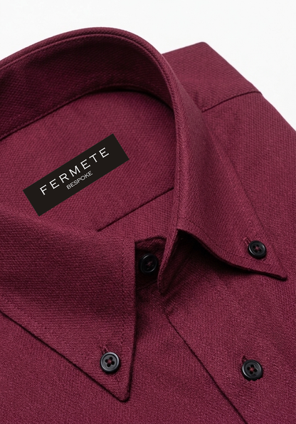 Deep Maroon Structured Shirt - Button Down Collar