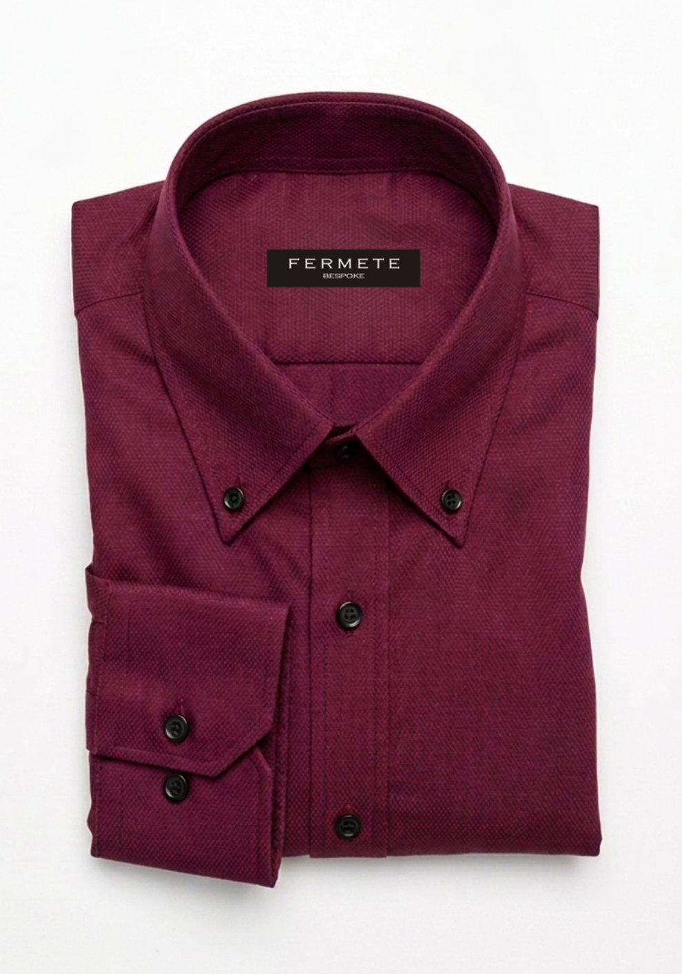 Deep Maroon Structured Shirt - Button Down Collar