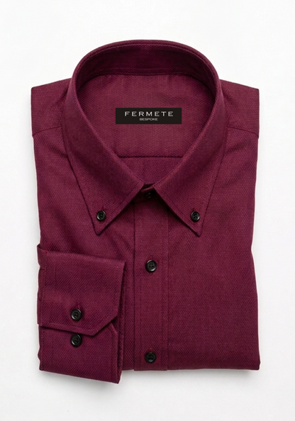 Deep Maroon Structured Shirt - Button Down Collar
