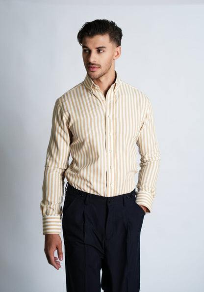 Desert Tan Striped Pinpoint Shirt