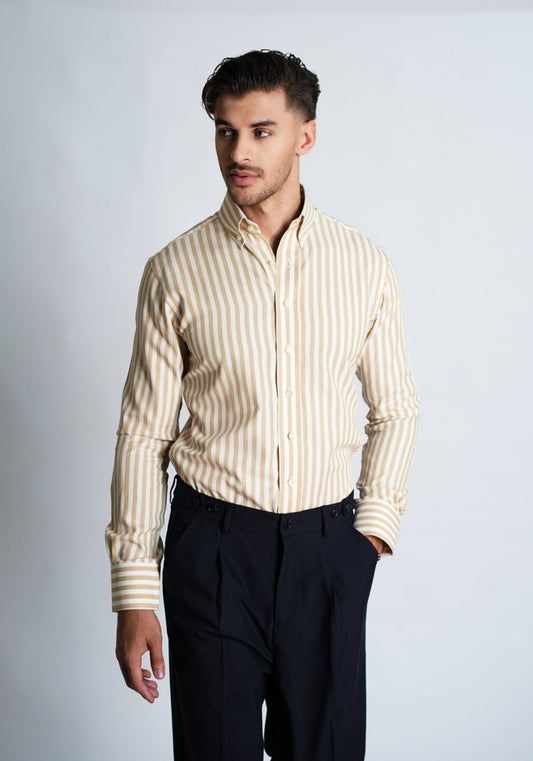 Desert Tan Striped Pinpoint Shirt