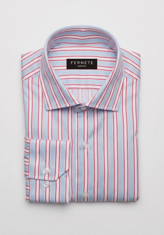 Dual Pink On Ice Blue Performance Stripes Shirt
