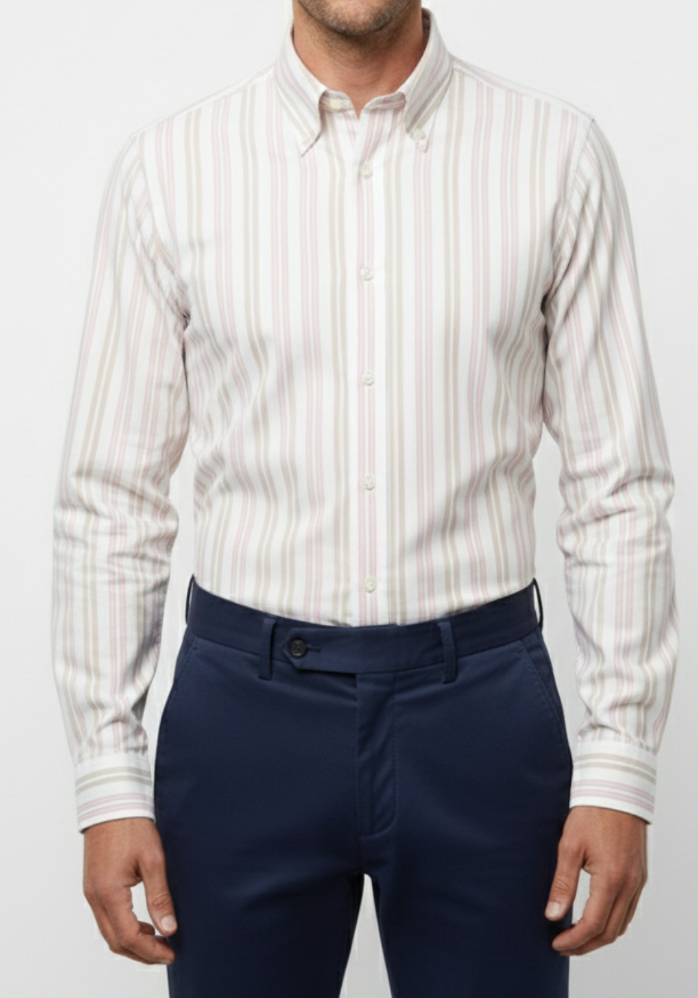 Egpytian Beige Pink Dual Stripes