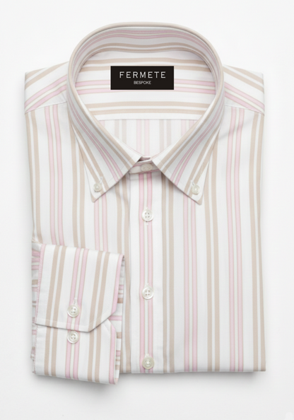 Egpytian Beige Pink Dual Stripes Shirt