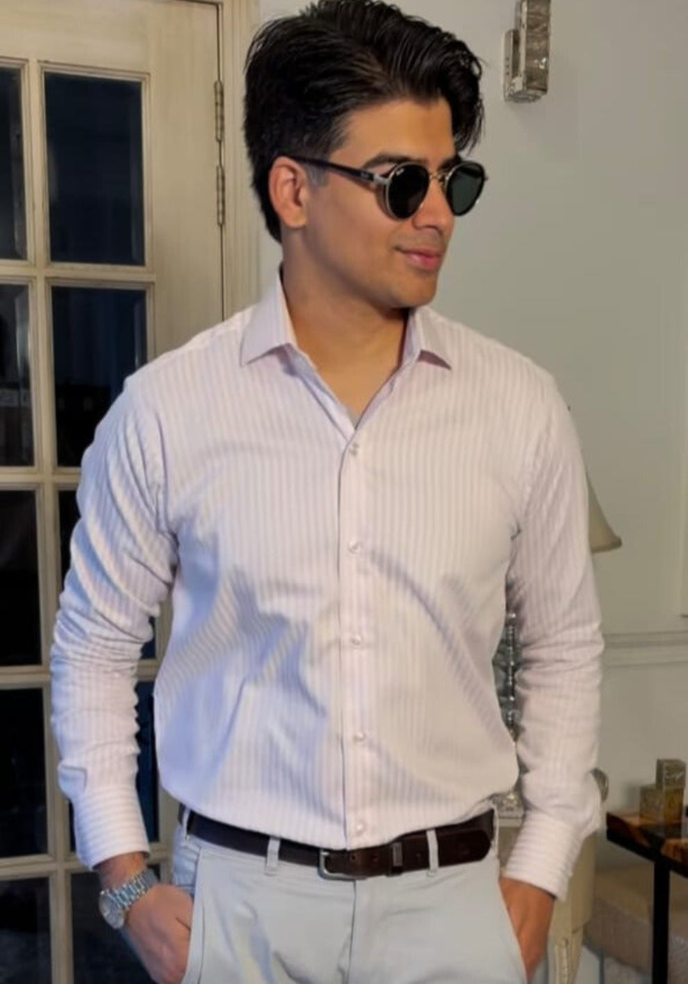 Egyptian Pink Structured Stripes