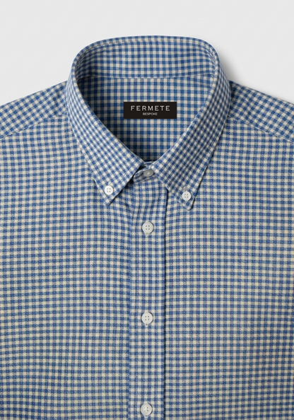 Eyptian-Blue Mini-Checkered Shirt