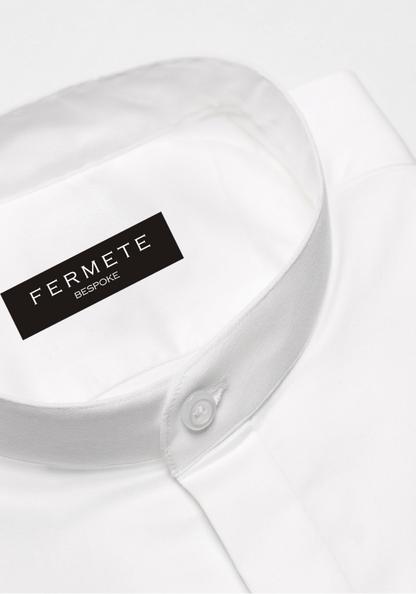 Fine Pearl White Poplin Shirt - Band Collar