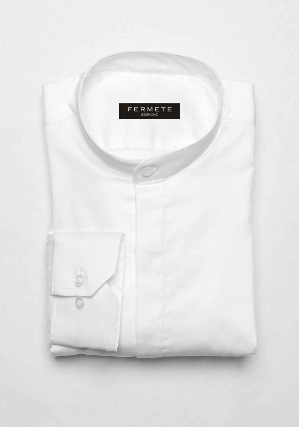 Fine Pearl White Poplin Shirt - Band Collar