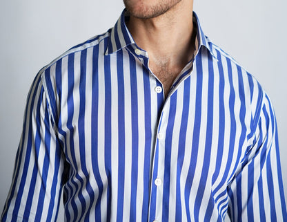 French Blue Bold Stretch Stripes Shirt
