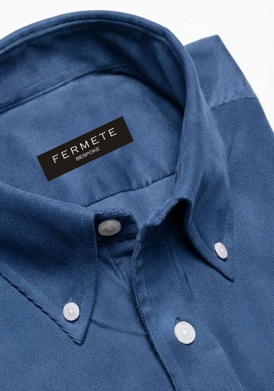 French Blue Brushed Structured Winter Shirt