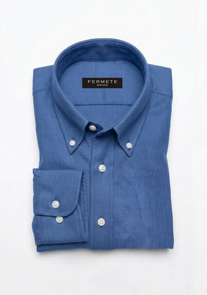 French Blue Brushed Structured Winter Shirt