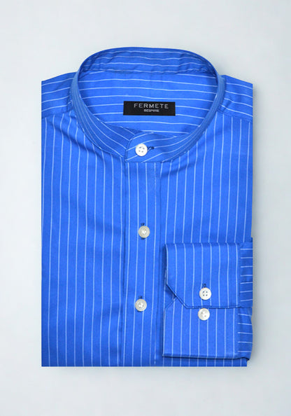 French Blue Pencil Stretch Stripes Shirt