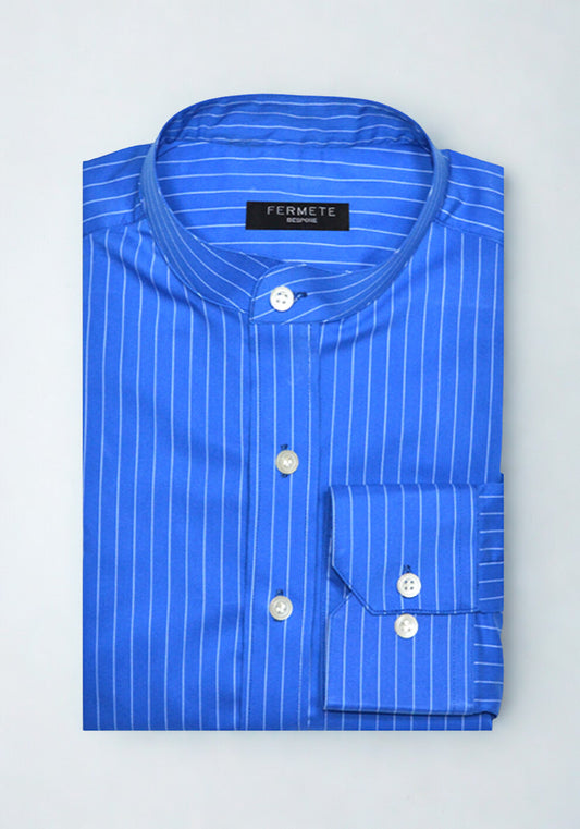 French Blue Pencil Stretch Stripes Shirt