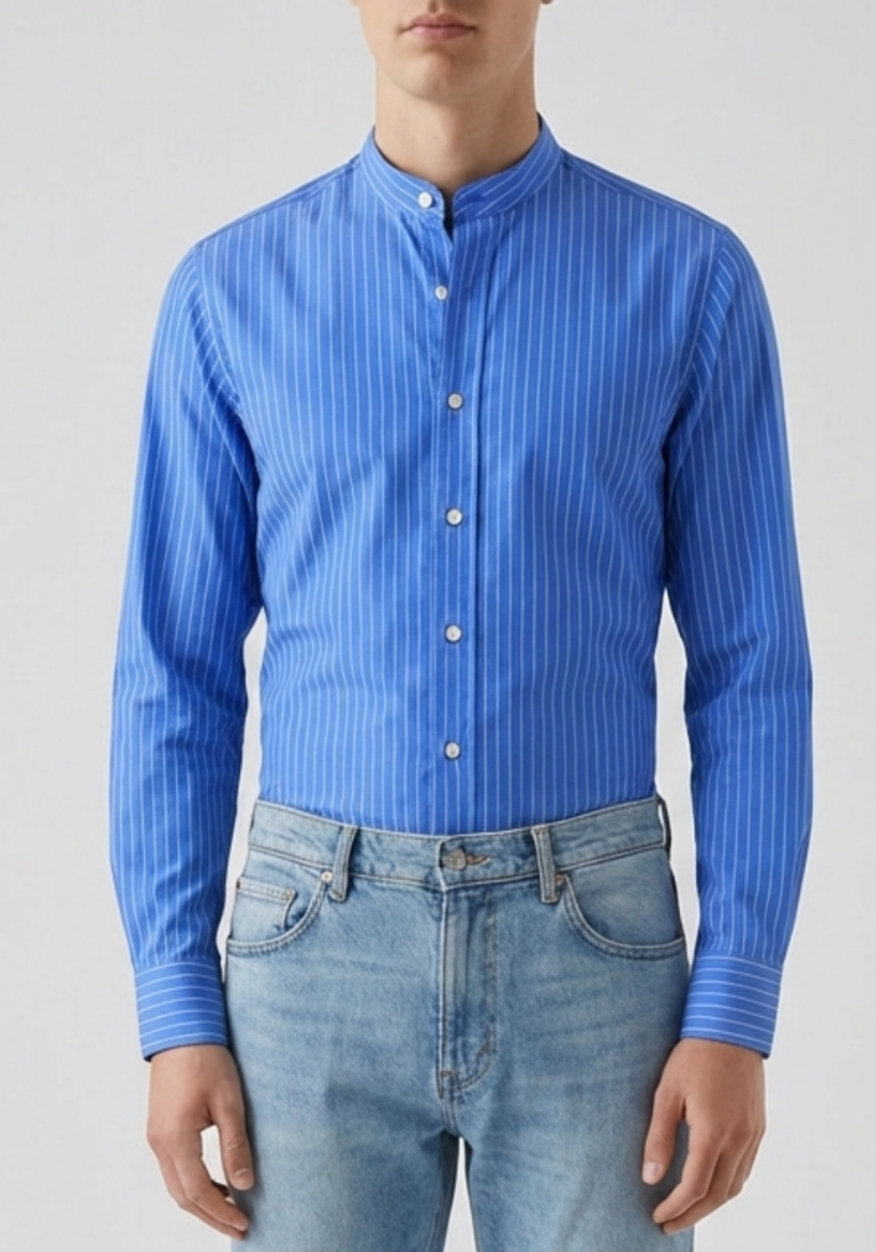 French Blue Pencil Stripes Shirt