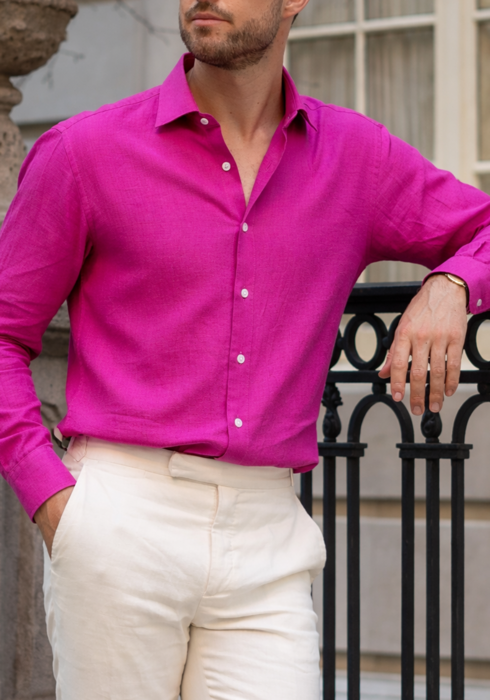 Fuchsia Cotton Linen Summer Shirt