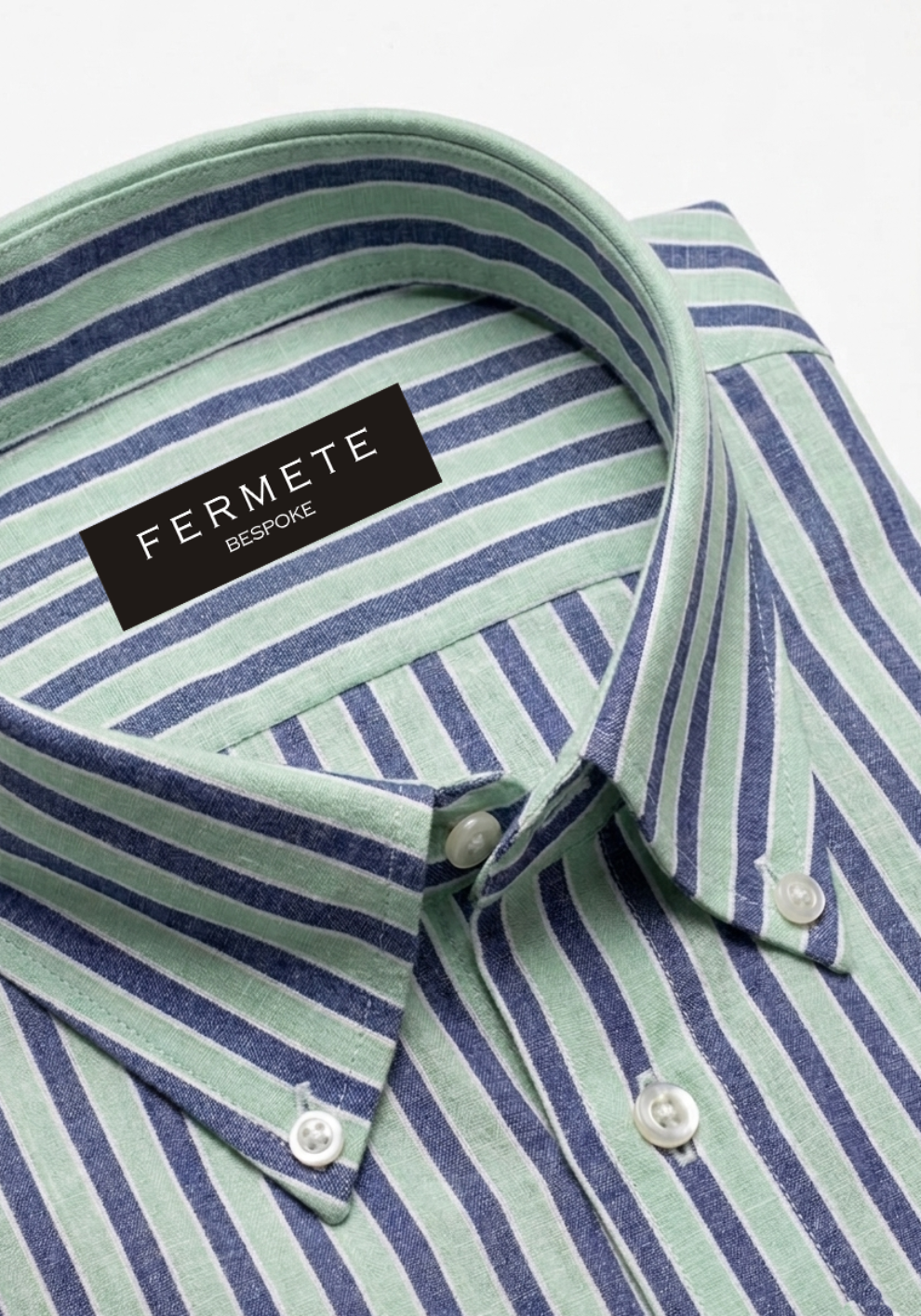 Green Blue Stripes Cotton Linen Stripes