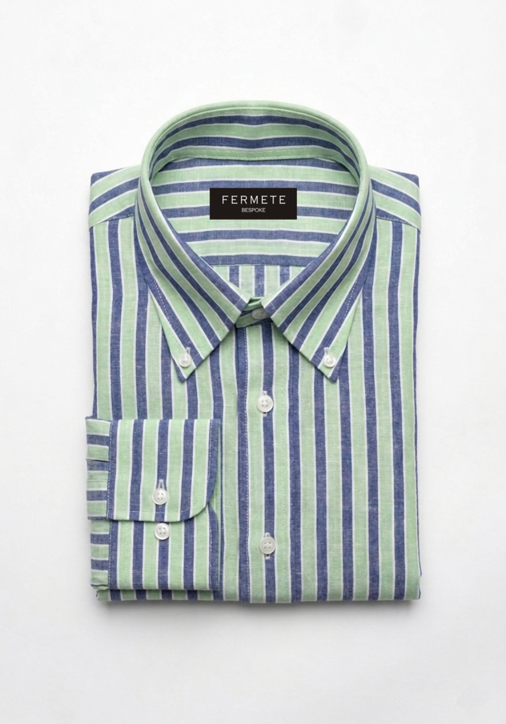 Green Blue Stripes Cotton Linen Stripes