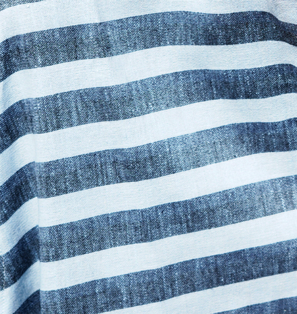 Grey Blue Bold Cotton Linen Stripes