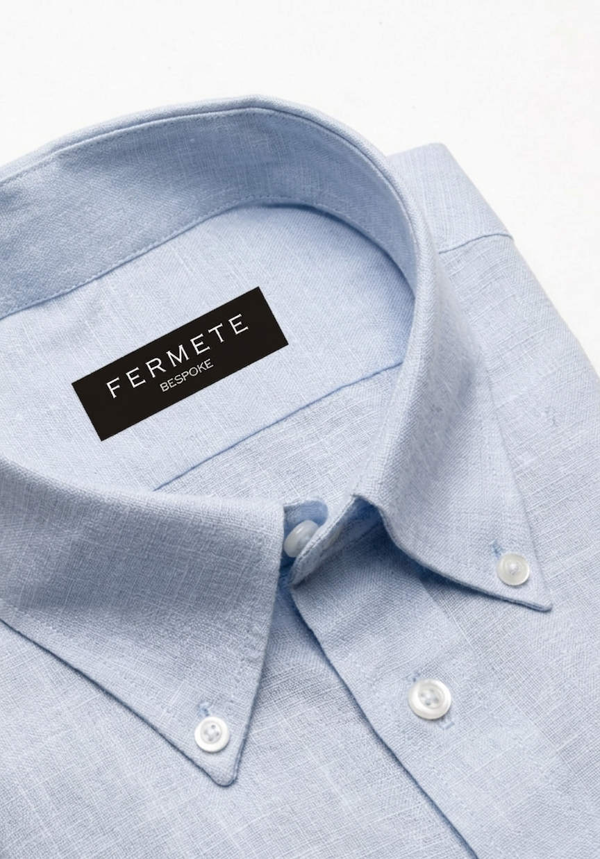 Ice Blue Linen Shirt - Button Down