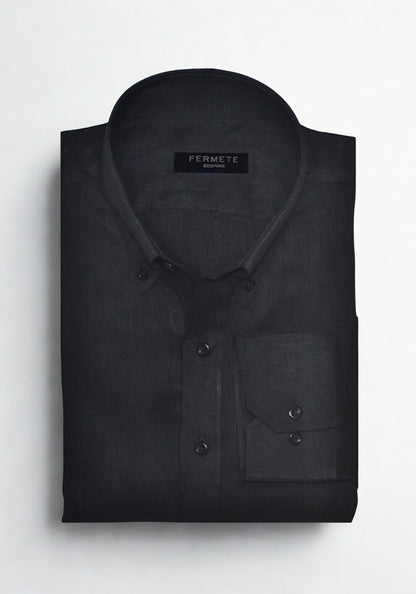 Jet Black Linen Shirt