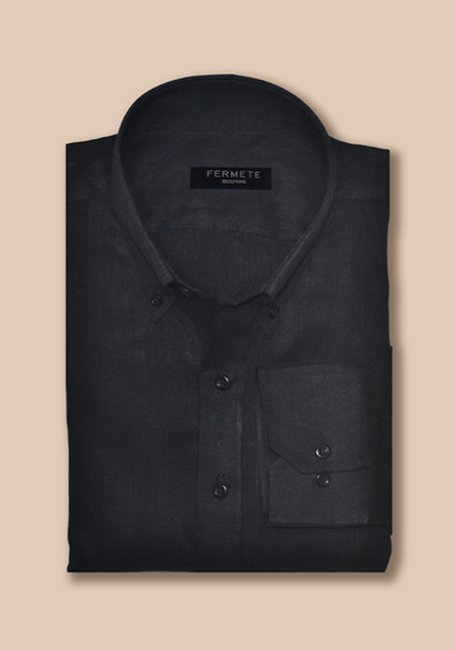 Jet Black Linen Shirt