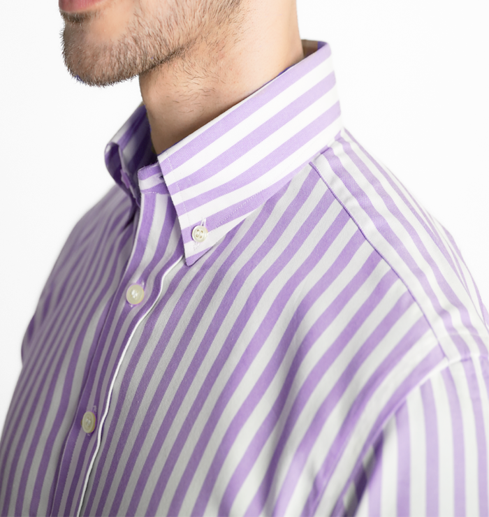 Lilac Royal Oxford Stripes Shirt - Button Down Collar