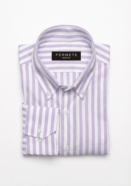 Lilac Royal Oxford Stripes Shirt - Button Down Collar