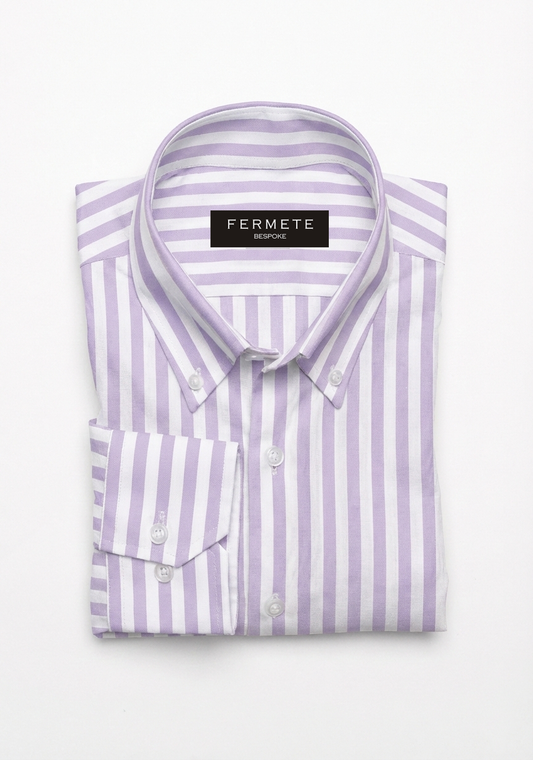 Lilac Royal Oxford Stripes Shirt - Button Down Collar