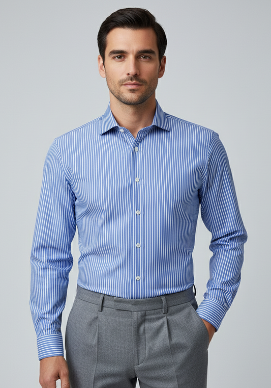 Mid Blue Pencil Stripes Shirt
