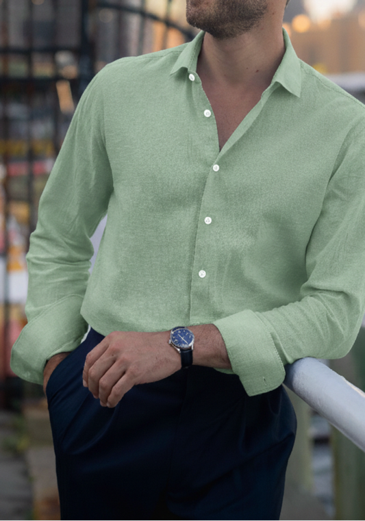 Mint Green Cotton Linen Shirt