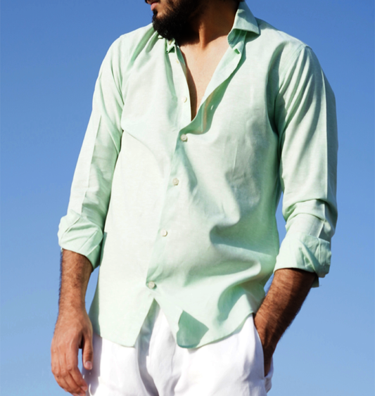 Mint Green Cotton Linen Shirt