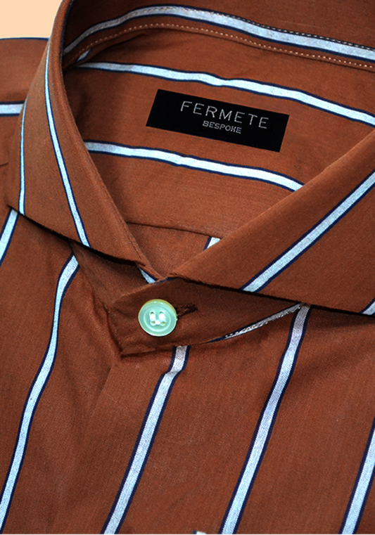 Mocha Brown Crisp Striped Shirt