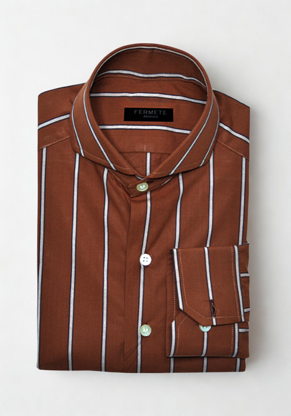 Mocha Brown Crisp Striped Shirt