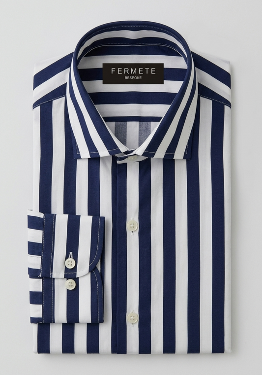 Navy Blue Bold Stripes Flowy Shirt