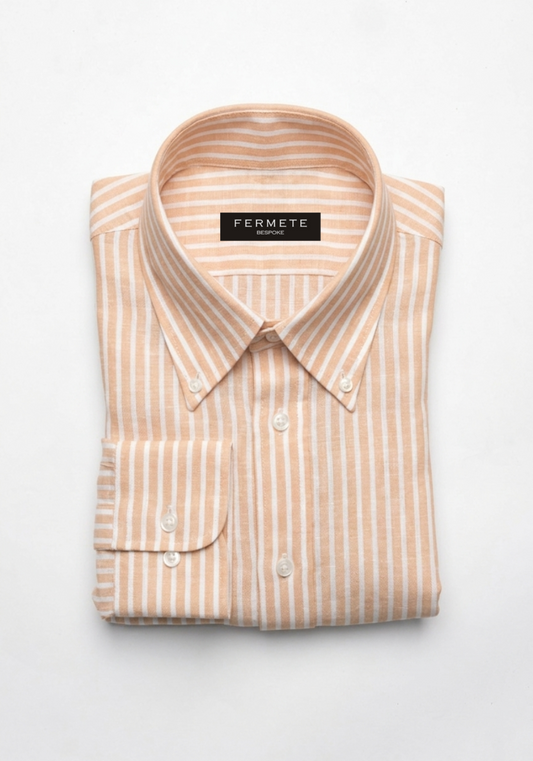 Pastel-Orange-Stripes-Linen- Shirt