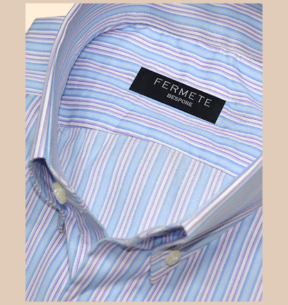 Pastel Blue Lavender Pinpoint Striped Shirt