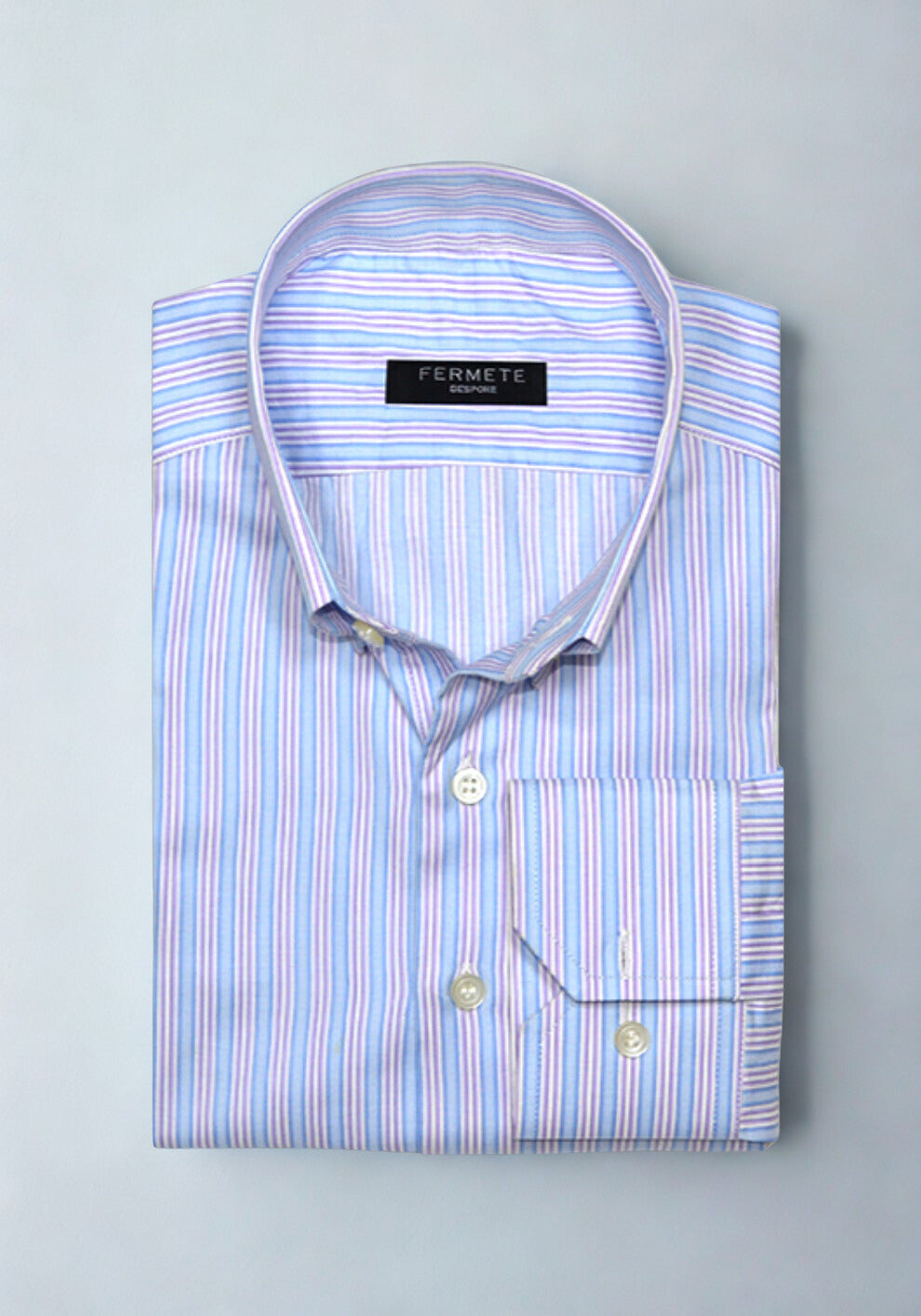 Pastel Blue Lavender Pinpoint Stripes Shirt