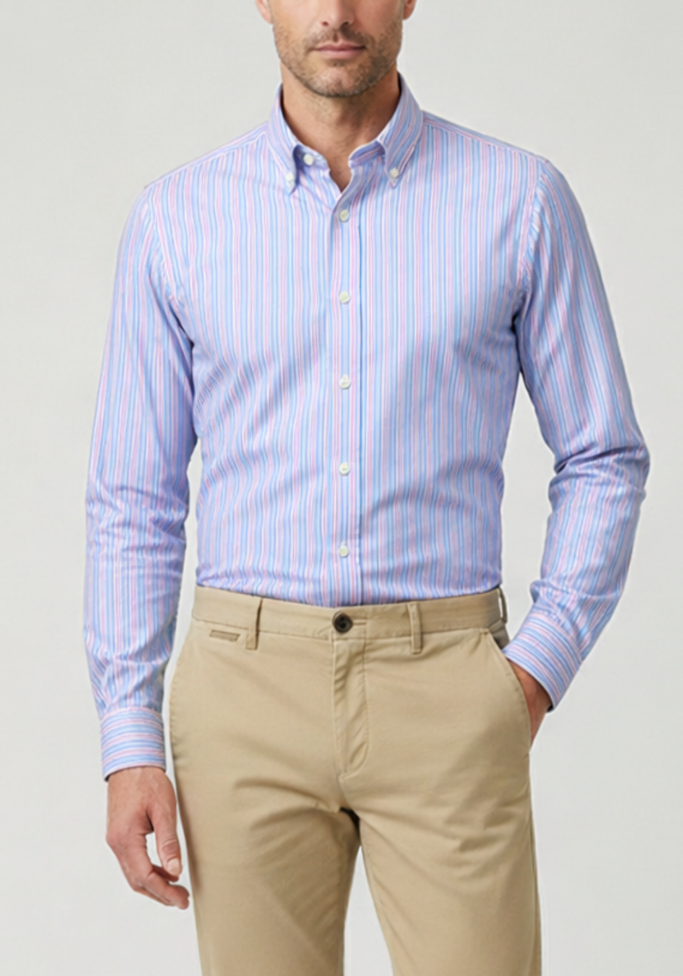 Pastel Blue Lavender Pinpoint Stripes Shirt