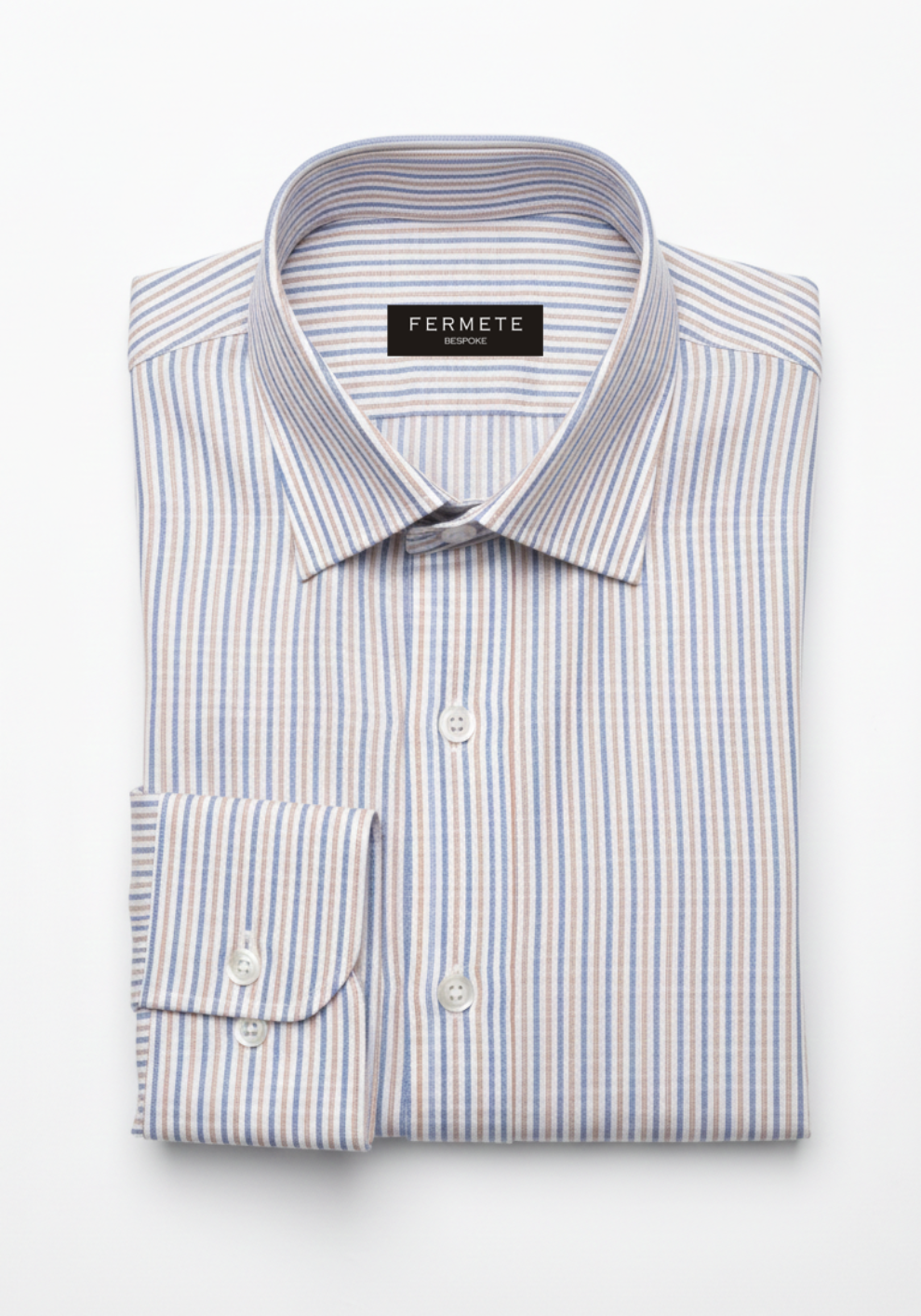 Pastel Blue Orange Pinstripes Linen Shirt
