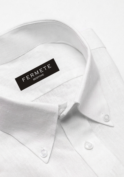 Pearl White Cotton Linen Shirt - Button Down