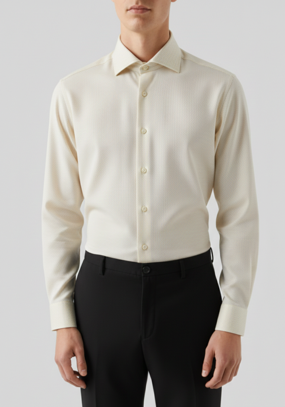 Pearl White Mini Herringbone Shirt