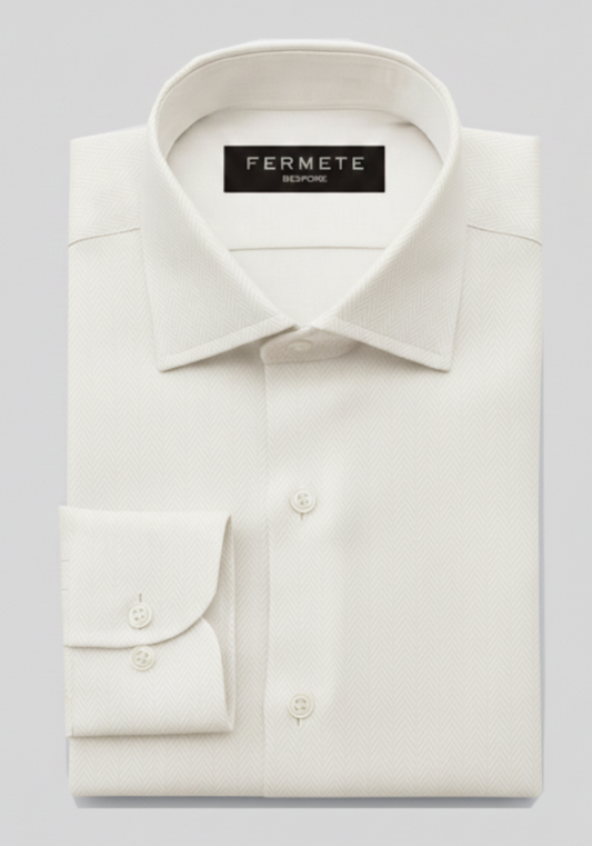Pearl White Mini Herringbone Shirt