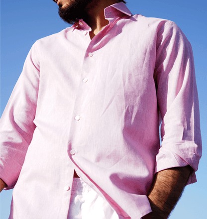 Pink Sluby Cotton Linen Shirt