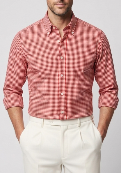 Red 60's Poplin Gingham Shirt